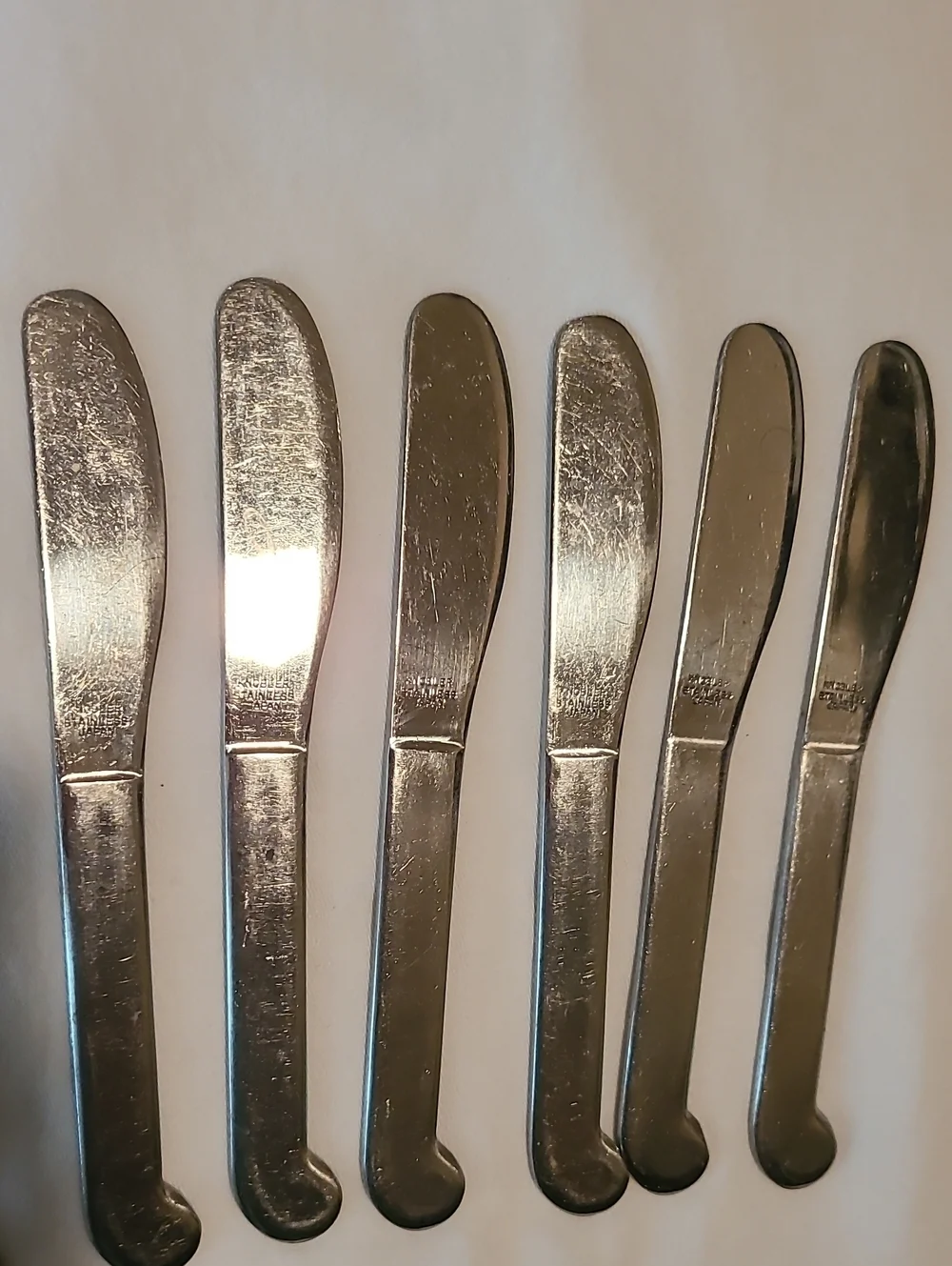 Knobler Stainless Japan Flat Handle Butter Cheese Spreader 8 Pieces